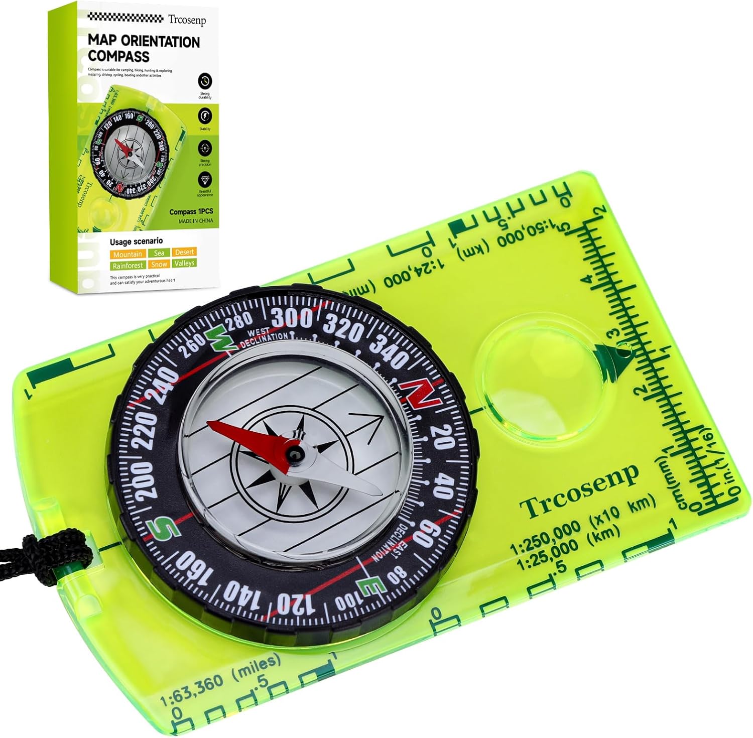 Multifunctional Waterproof Orienteering Compass Mini Portable Survival Compass for Map Reading, Hiking, Camping, Backpacking, Perfect Outdoor Scout Gifts for Kids, Orange