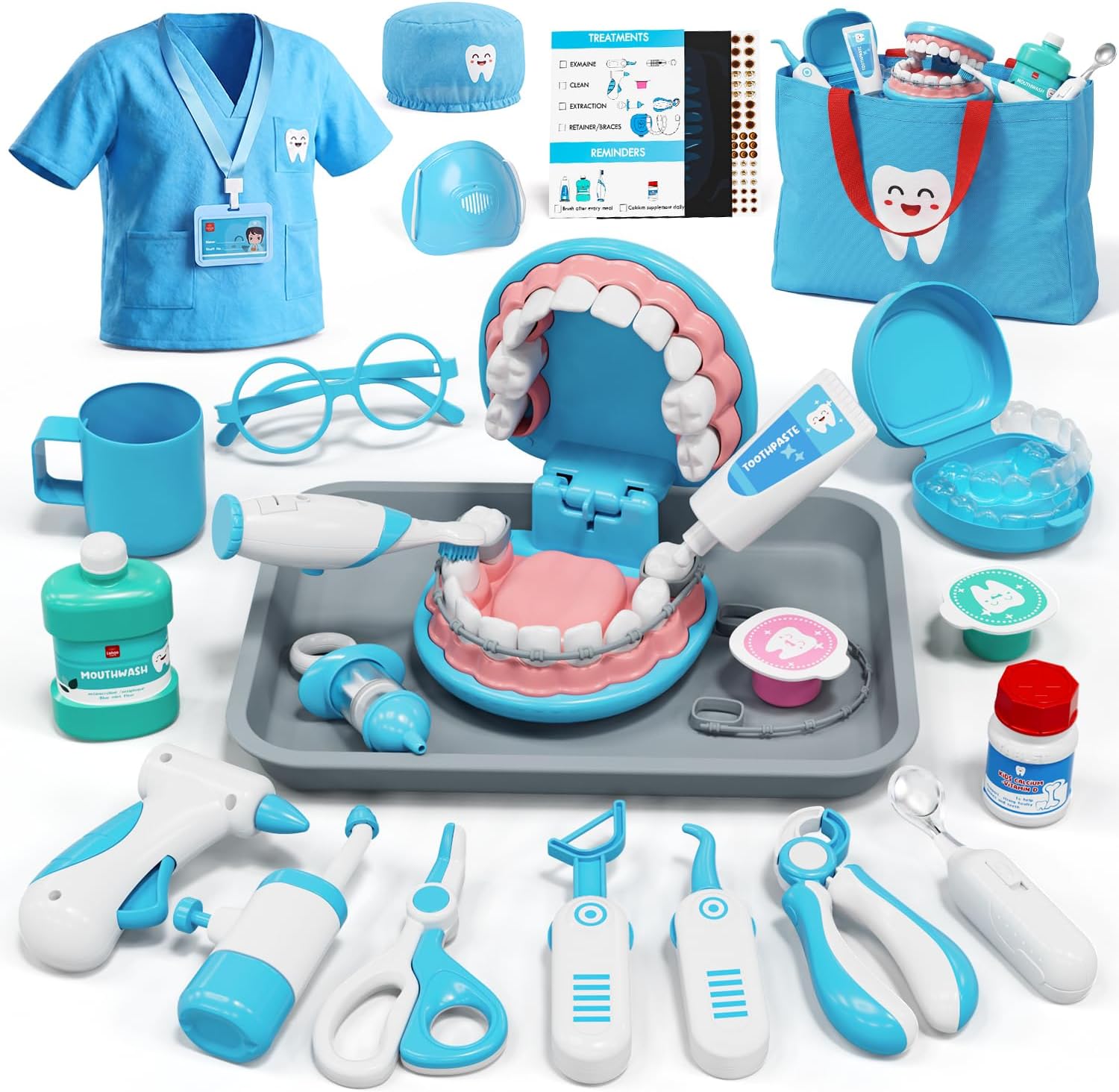Lehoo Castle Doctor Kit for Toddlers 3-5, Kids Dentist Play Set, Toys for 4+ Year Old Girls Boys, Pretend Play for Toddlers 2-4, Kids Doctor Playset, Medical Kits for Boys 3+