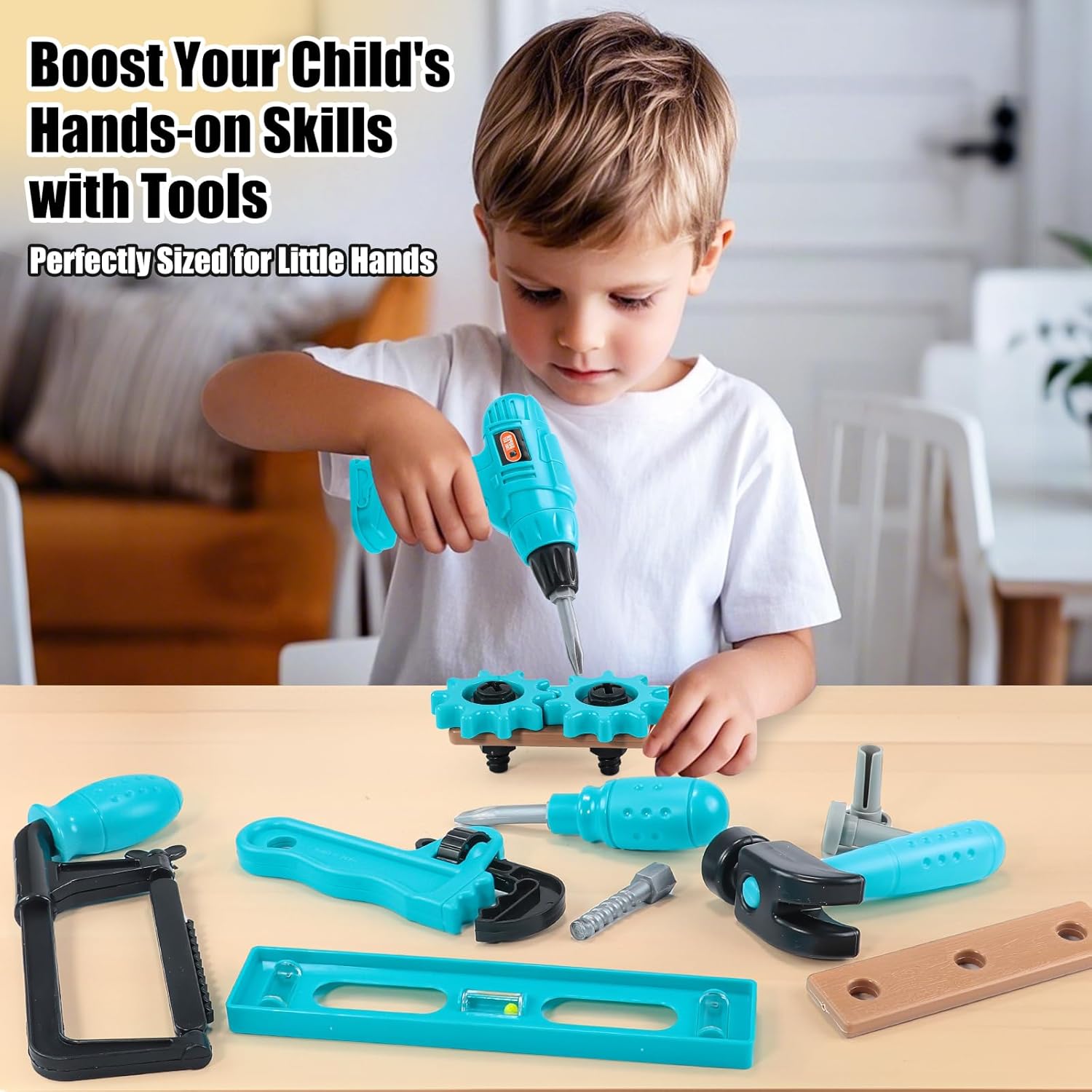 Kids Tool Set – Pretend Play Toddler Tool Set with Tool Box, Toy Drill, Hammer, Screwdriver,Screw Construction Kits, Educational Tools for Kids Ages 3,4,5,6,7 Years Old, Boy Girl Toy - Image 2