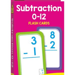 School Zone Subtraction 0-12 Flash Cards: 56 Cards, 1st Grade, 2nd Grade, Numbers 0-12, Differences, Early Math, Problem Solving, Subtraction Problems, Counting, Ages 6+