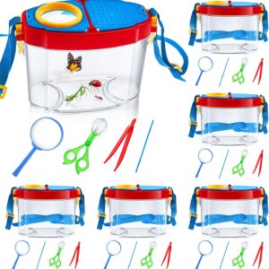 36 Pcs Bug Catcher Kit Insect Catching Outdoor Explorer Kit with Insect Transfer, Tweezers, Magnifying Glasses, Sticks, Observation Cages, Shoulder Straps for Kids Gift(Blue)