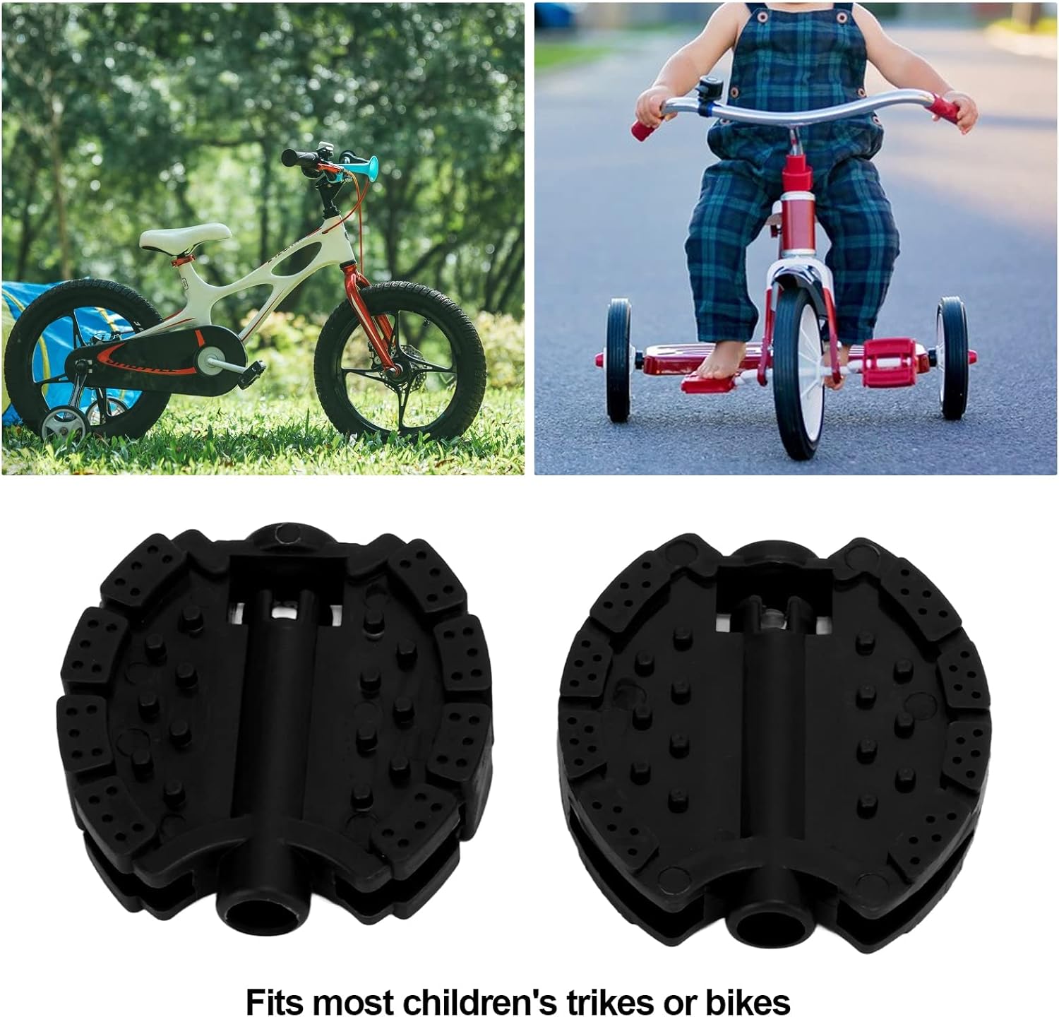 Kids Pedals, 2 Pieces Plastic Childrens Tricycle Pedal, Black Child Baby Stroller Front Wheel Mat Footrest Foot Pedal for Children's Trikes or Bikes - Image 3