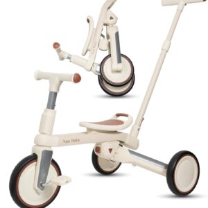 Toddler Tricycle 5-in-1 Folding Convertible – Tricycle for Toddlers 1-3 & Tricycles for 3-5 Year Olds | Toddler Bike & Balance Bike 2 Year Old | Push Car with Removable Handle and Baby Tricycle