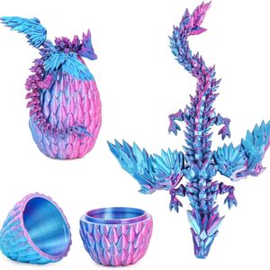 Mydhall 3D Printed Flying Dragon Egg with Articulated Dragon Inside–Toys&Gifts for Kids,Home Decor,Creative Ornaments,Birthday,Easter (Mysterious Purple)
