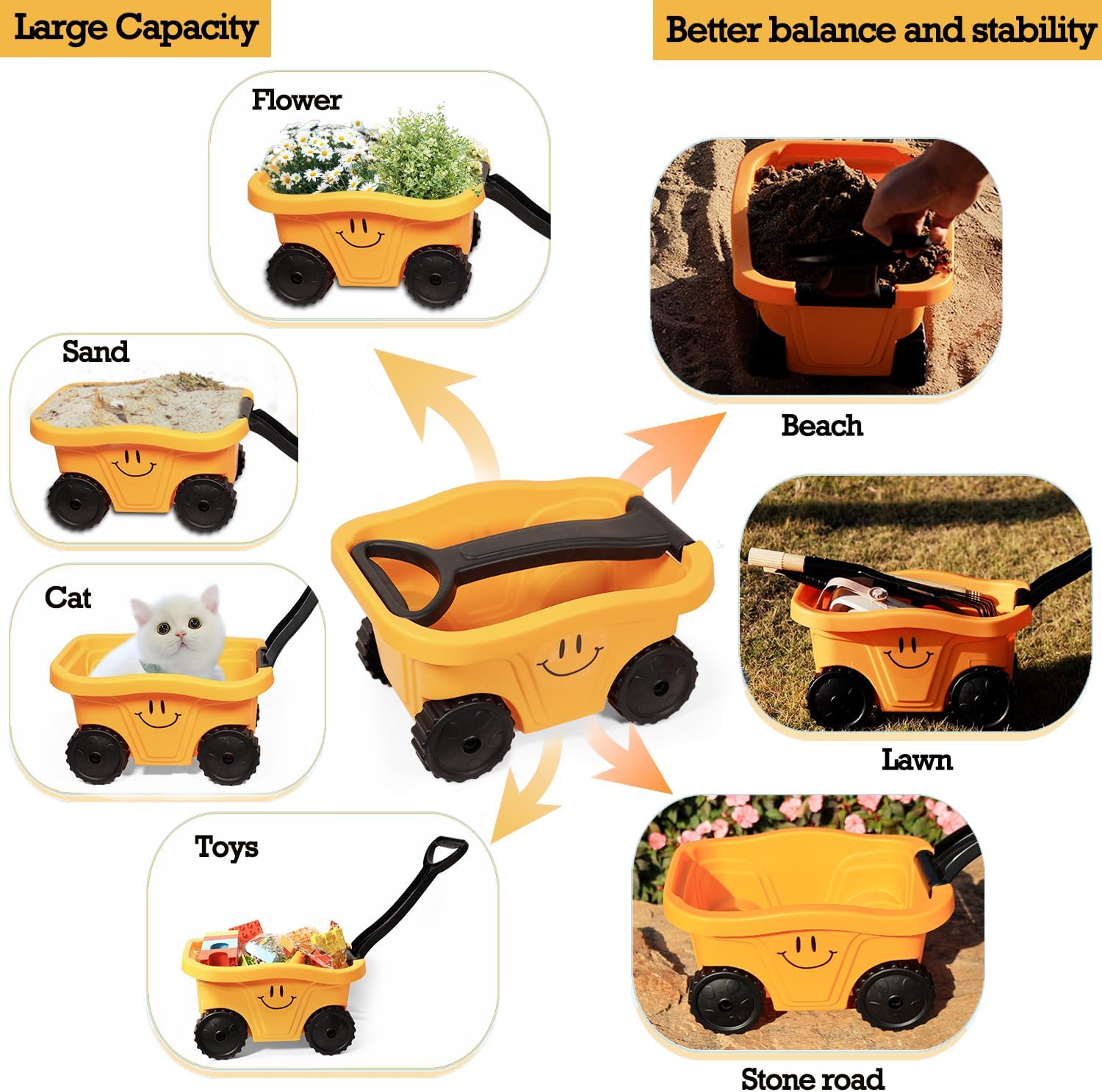 Toddlers Rake & Shovel Set with Wheelbarrow, Kids Yard Tools for Digging, Gardening, Beach, Sandbox, Lawn, Camping, Summer Outdoor Garden Toys Gifts for Children Age 3-6 Years Old - Image 3