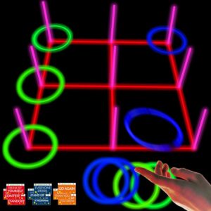 18.2 Inch 3-in-1 Glowing Ring Toss Tic Tac Toe Outdoor Game for Adults and Family