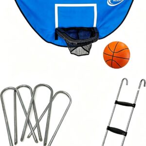Skywalker Trampolines Accessory Kit with Basketball Game, 4-pack Windstakes & Wide Step Ladder