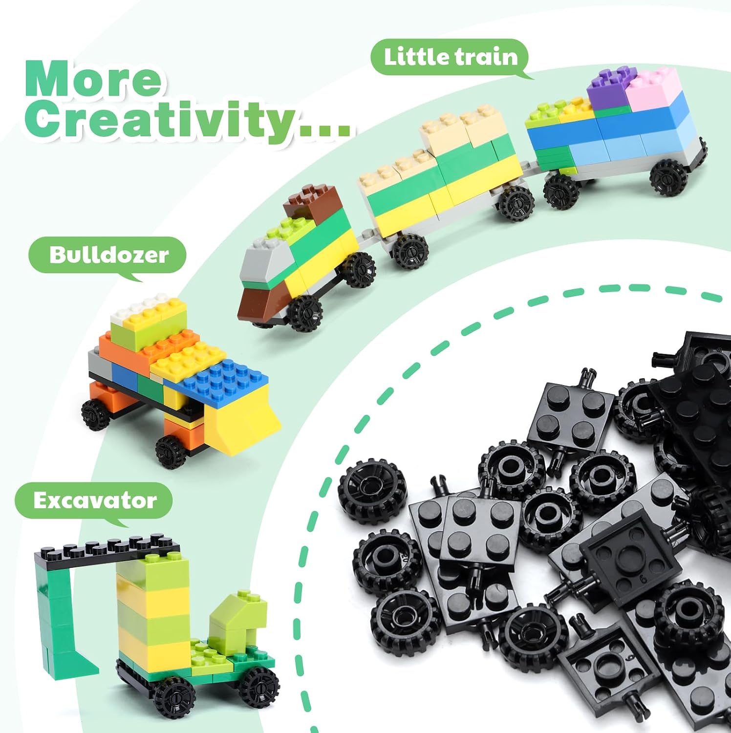 Lekebaby Classic 1546 Pieces Building Bricks with 46PCS Wheel Accessory Kit Basic Brick Set for Kids Creative Play, Compatible with All Major Brands, Educational Toy for Boys Girls 6 Years Old and Up - Image 4
