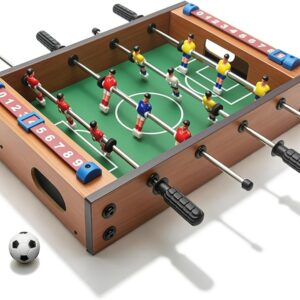 Saycker Table Foosball, Mini Football Table Soccer Tabletops Wood Football Table Top w/Footballs, Game Accessories for Adults Family Night Parties Entertainment