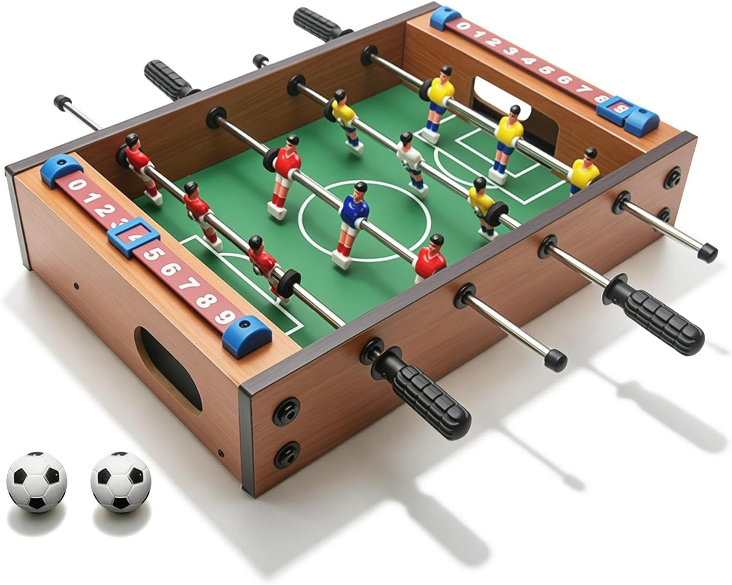 Saycker Table Foosball, Mini Football Table Soccer Tabletops Wood Football Table Top w/Footballs, Game Accessories for Adults Family Night Parties Entertainment