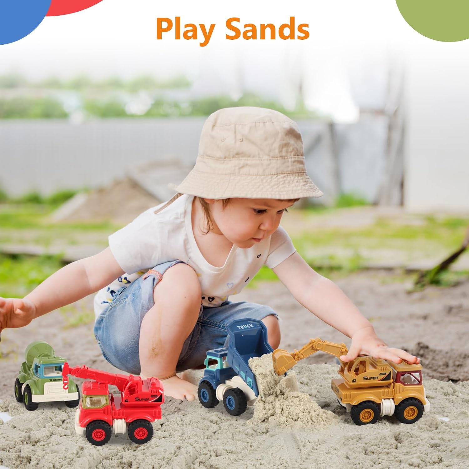 Olbyefly Construction Toys for 2 3 4 5 Years Old Boys Girls Kids Toddlers, Sandbox Excavator Toy Construction Truck Toys Vehicles Dump Crane Cement Mixer Truck, Christmas Birthday Gifts - Image 6