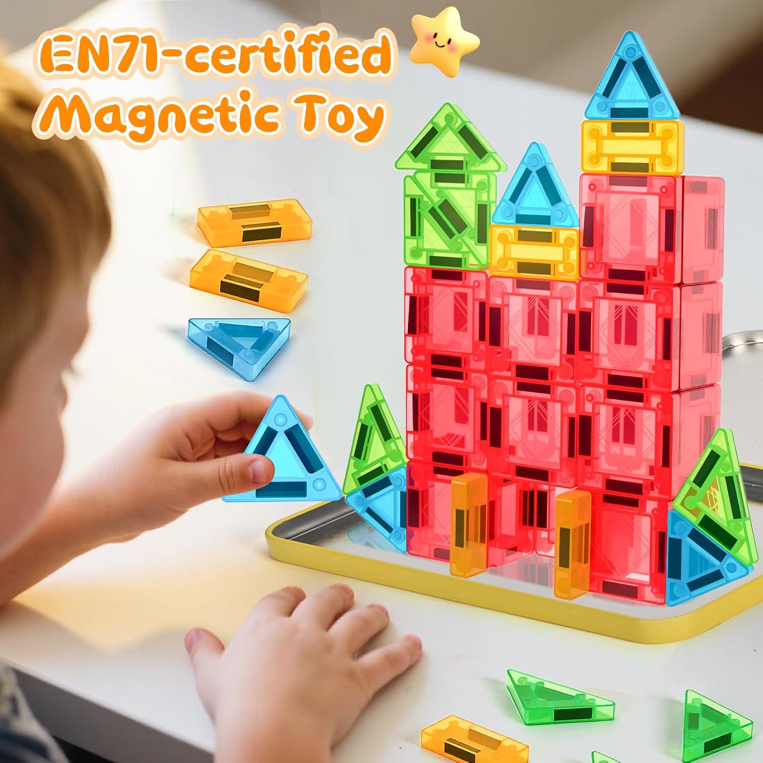 Magnetic Tiles Magnetic Blocks Building Toy: Portable Mini Magnetic Tiles Travel Set 32 Pieces Montessori Toys Birthday Gift for Kids Girls and Boys Ages 3-12 Years Old Preschool Classroom Must Haves - Image 2