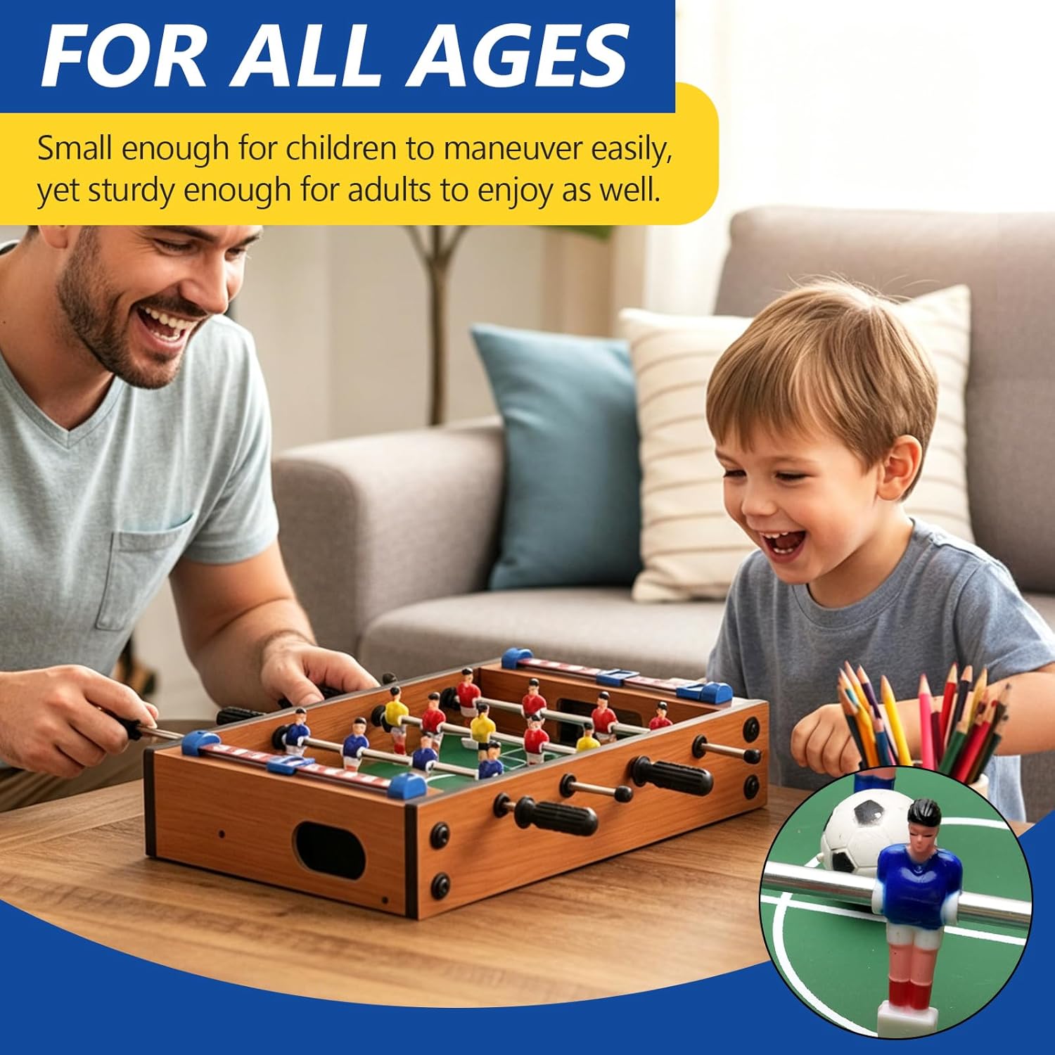 Saycker Table Foosball, Mini Football Table Soccer Tabletops Wood Football Table Top w/Footballs, Game Accessories for Adults Family Night Parties Entertainment - Image 6