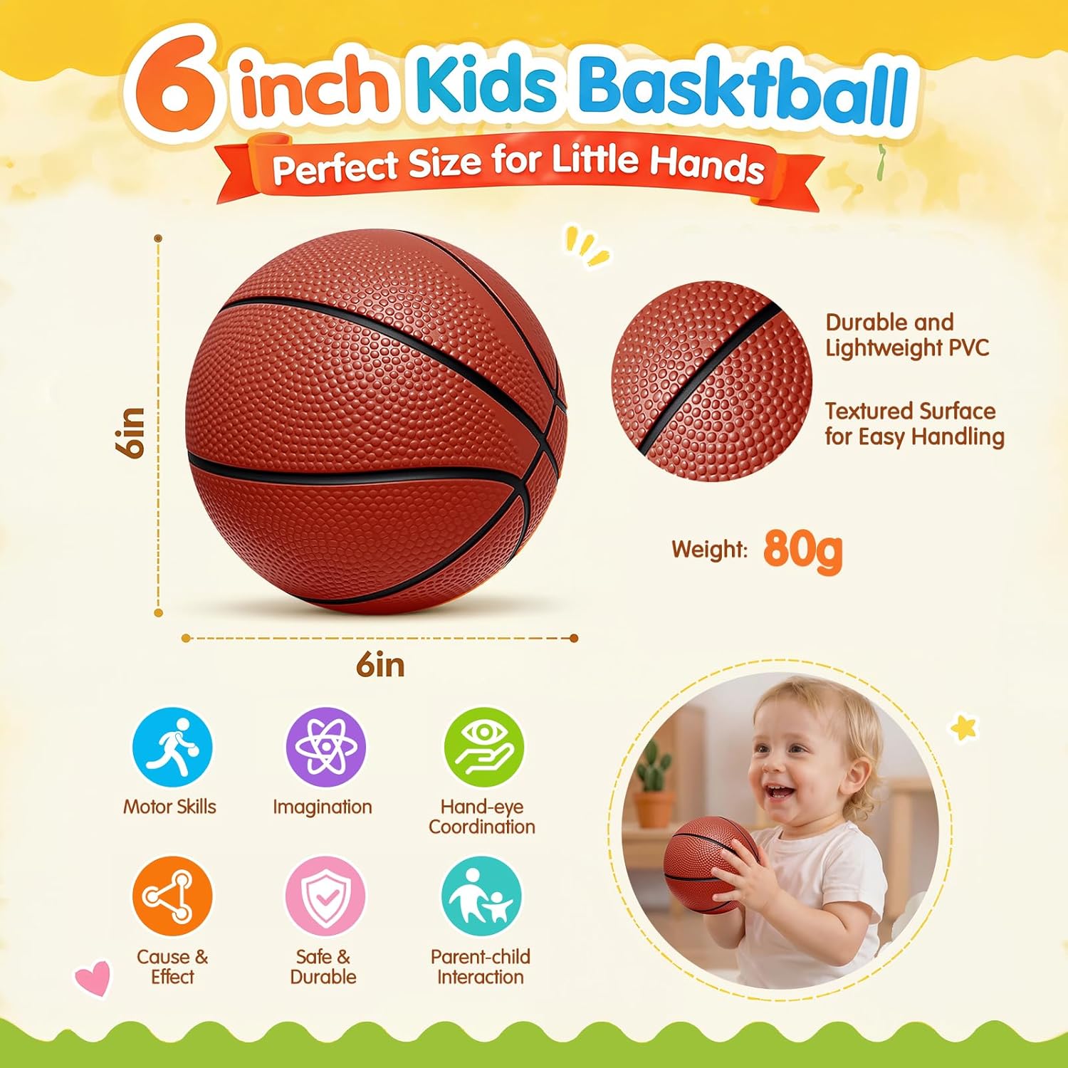 Iyoyo Mini Basketballs,3 Pack 6" Inch Small Basketball Set with Pump Over The Door Mini Hoop Basketball Replacement Toy for Toddlers,Kids,Teenagers for Pool,Indoors,Outdoors - Image 2