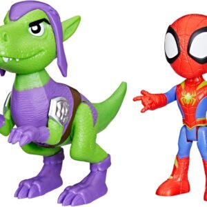 Marvel Spidey and His Amazing Friends Dino-Webs, Spidey and Goblin Raptor Action Figures Set, Super Hero Toys for Boys and Girls Ages 3 and Up
