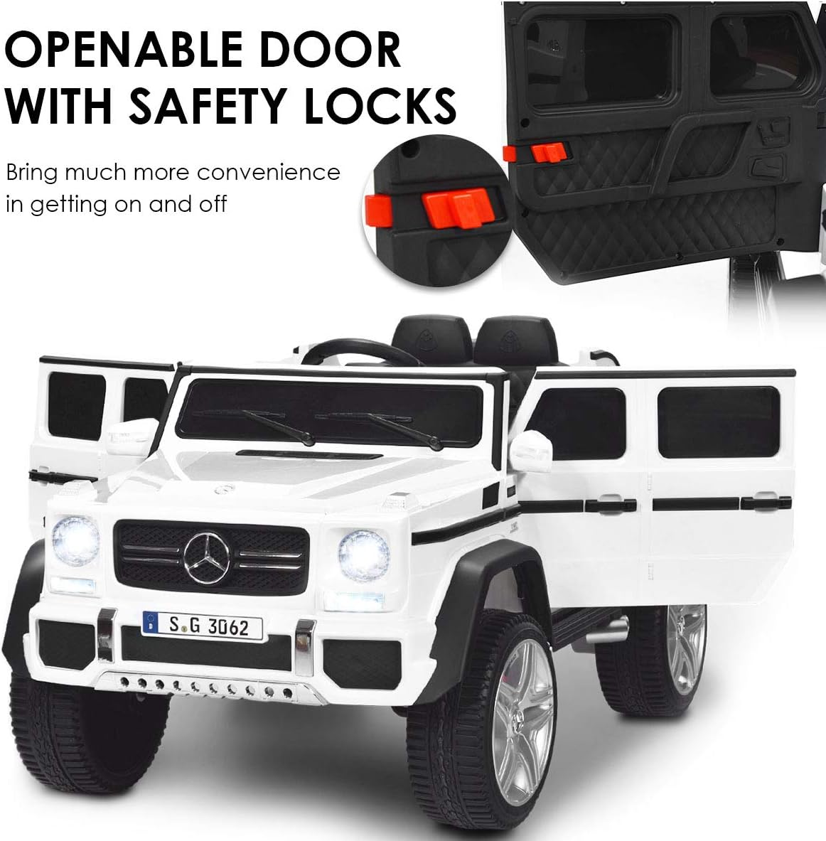 Costzon Ride on Car, Licensed Mercedes-Benz Maybach, 12V Battery Powered Vehicle Toy w/ 2 Motors, Remote Control, 3 Speeds, Lights, Horn, Music, Aux, Storage, Truck, Electric Car for Kids (White) - Image 4