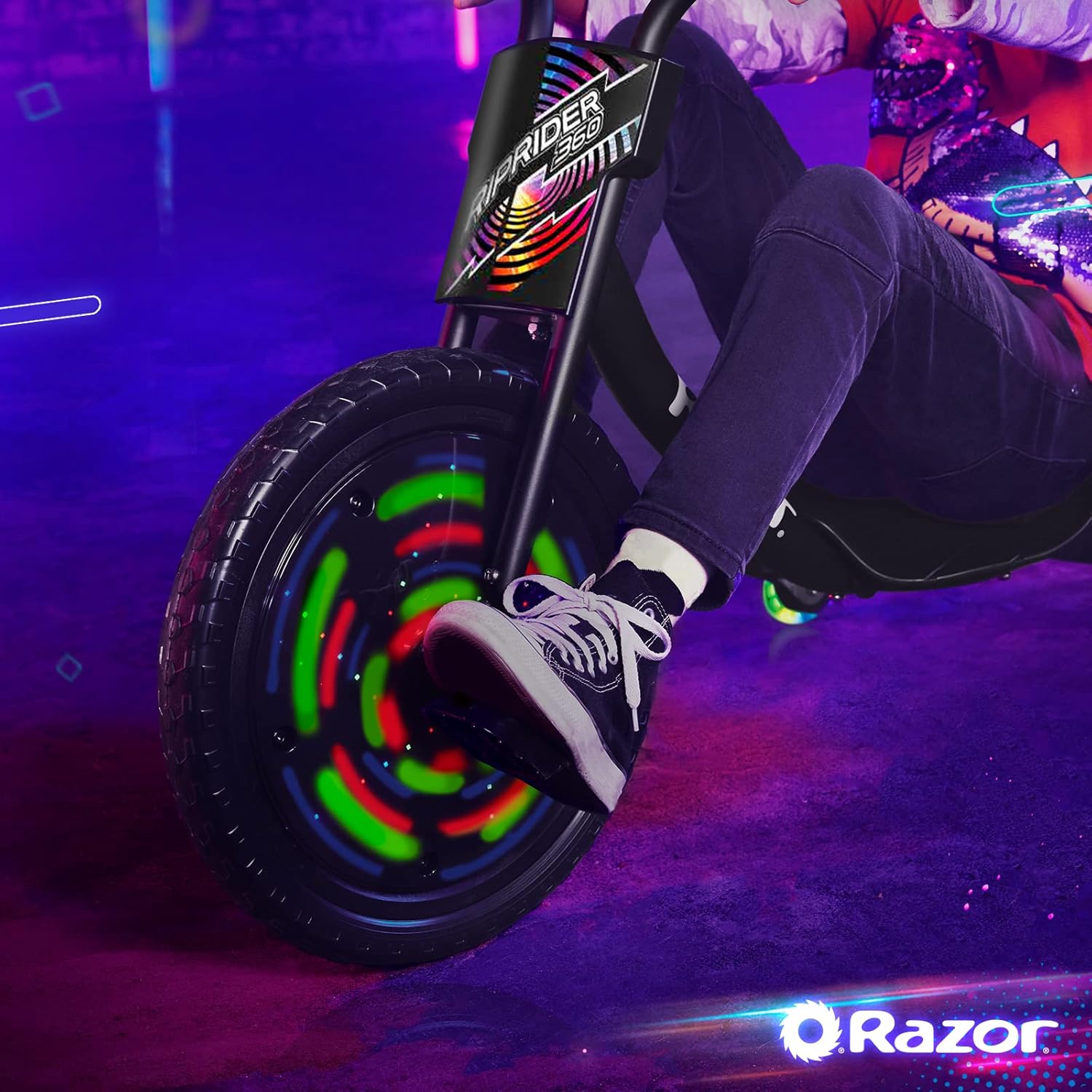 Razor RipRider 360 Lightshow – Trike with Rear Casters and with Motion-Activated Multi-Color Lights, 3 Wheeled Drifting Ride-On for Kids Ages 5 and Up - Image 12