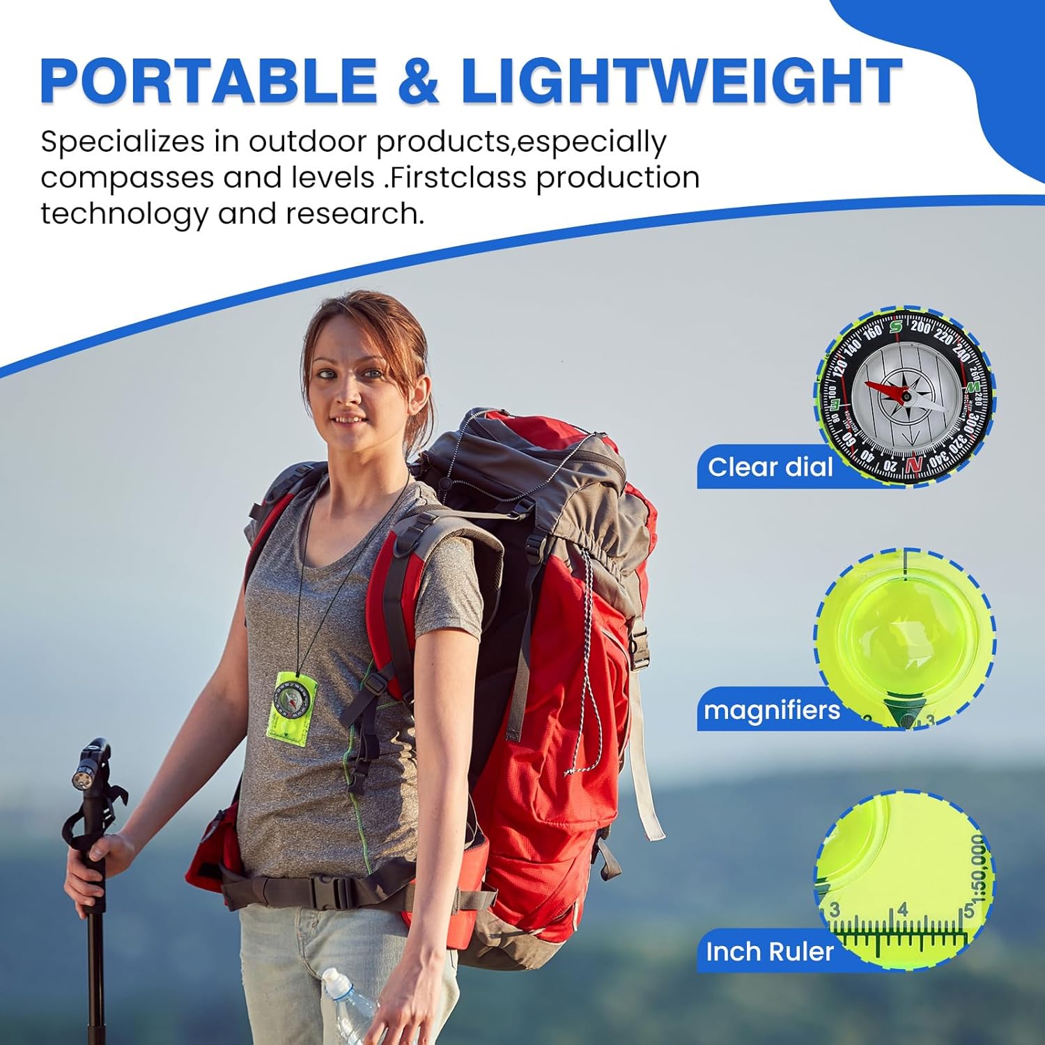 Multifunctional Waterproof Orienteering Compass Mini Portable Survival Compass for Map Reading, Hiking, Camping, Backpacking, Perfect Outdoor Scout Gifts for Kids, Orange - Image 4