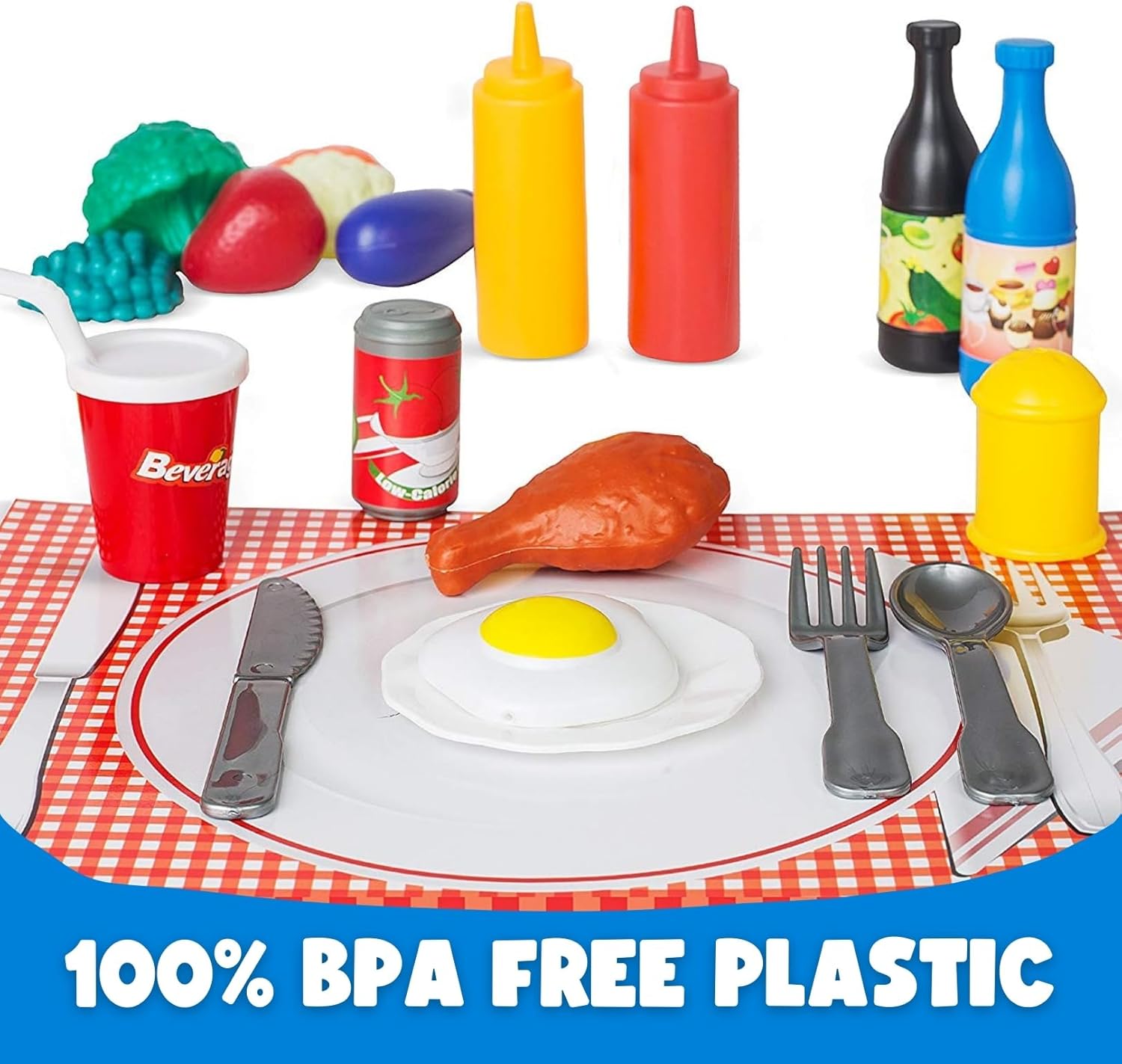 120 Piece Deluxe Pretend Play Food Toy Tasty Treats Plastic Cooking and Grocery Shopping Assortment Set - Image 2