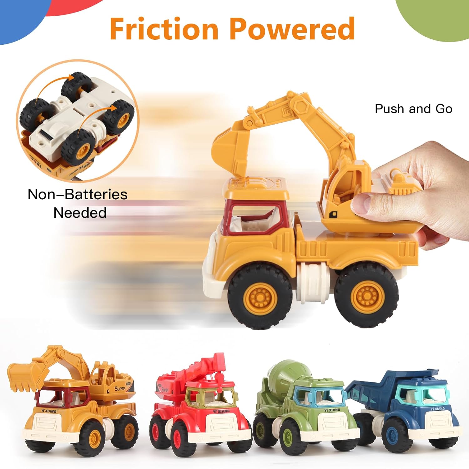 Olbyefly Construction Toys for 2 3 4 5 Years Old Boys Girls Kids Toddlers, Sandbox Excavator Toy Construction Truck Toys Vehicles Dump Crane Cement Mixer Truck, Christmas Birthday Gifts - Image 5