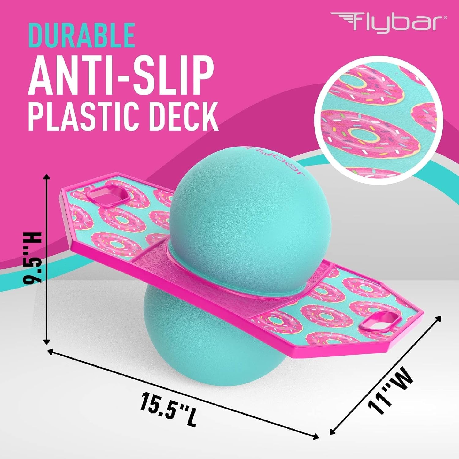 Flybar Pogo Trick Ball for Kids – Balance Bounce Board with Anti-Slip Deck – Pump Included - Indoor & Outdoor Toys for Boys and Girls Fun Way to Reduce Screen Time Supports up to 160 lbs – Ages 6+ - Image 5