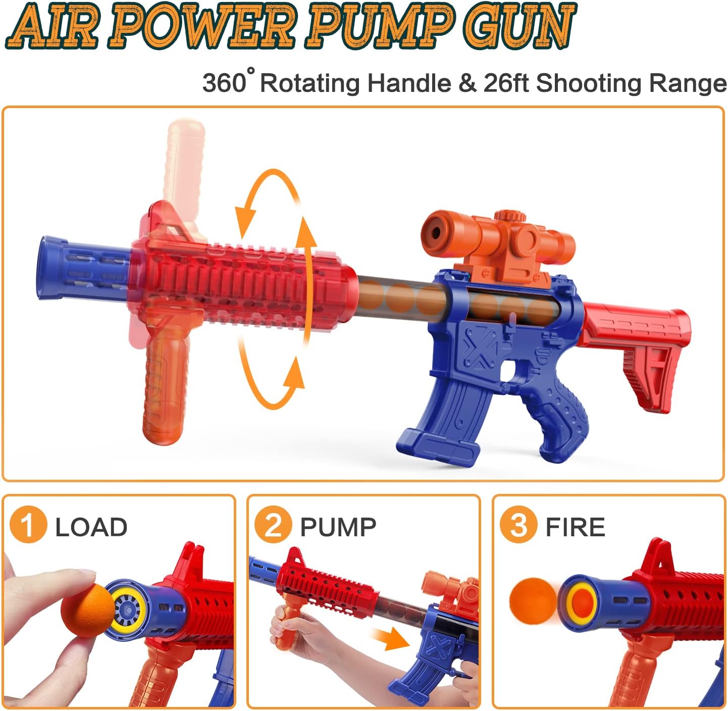 Marlrin Shooting Games Toys for Age 5 6 7 8 9 10+ Year Old Boys, Kids Toy Sports & Outdoor Game with Moving Shooting Target & 2 Popper Air Toy Guns & 24 Foam Balls, Gifts for Boys and Girls - Image 6