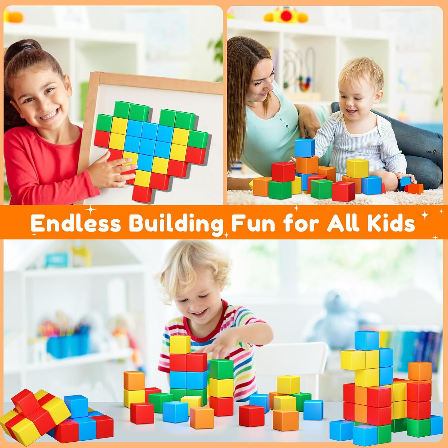 Magnetic Blocks,32PCS Magnetic Building Blocks for Toddlers Age 3-5 Magnet Cubes Toys STEM Educational Sensory Montessori Toys 1-3 Christmas Birthday Gifts for Kids Ages 3 4 5 6 Year Old Boys Girls - Image 5