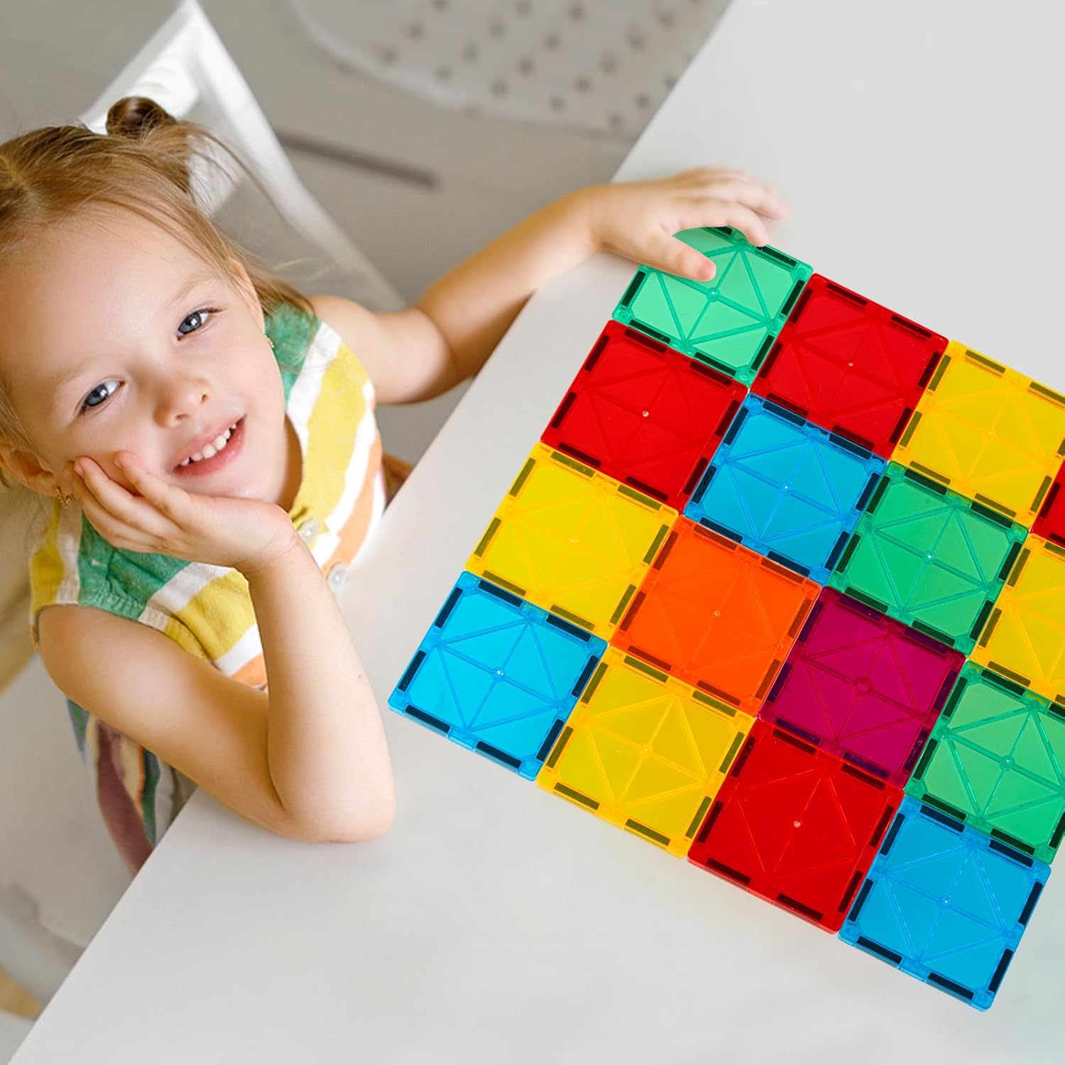 FNJO Magnetic Tiles, 100PCS Building Blocks, STEM Magnets Building Toy Set, Preschool Kindergarten Construction Stacking Toy, School Teacher Supplies, Classroom Must Haves - Image 9