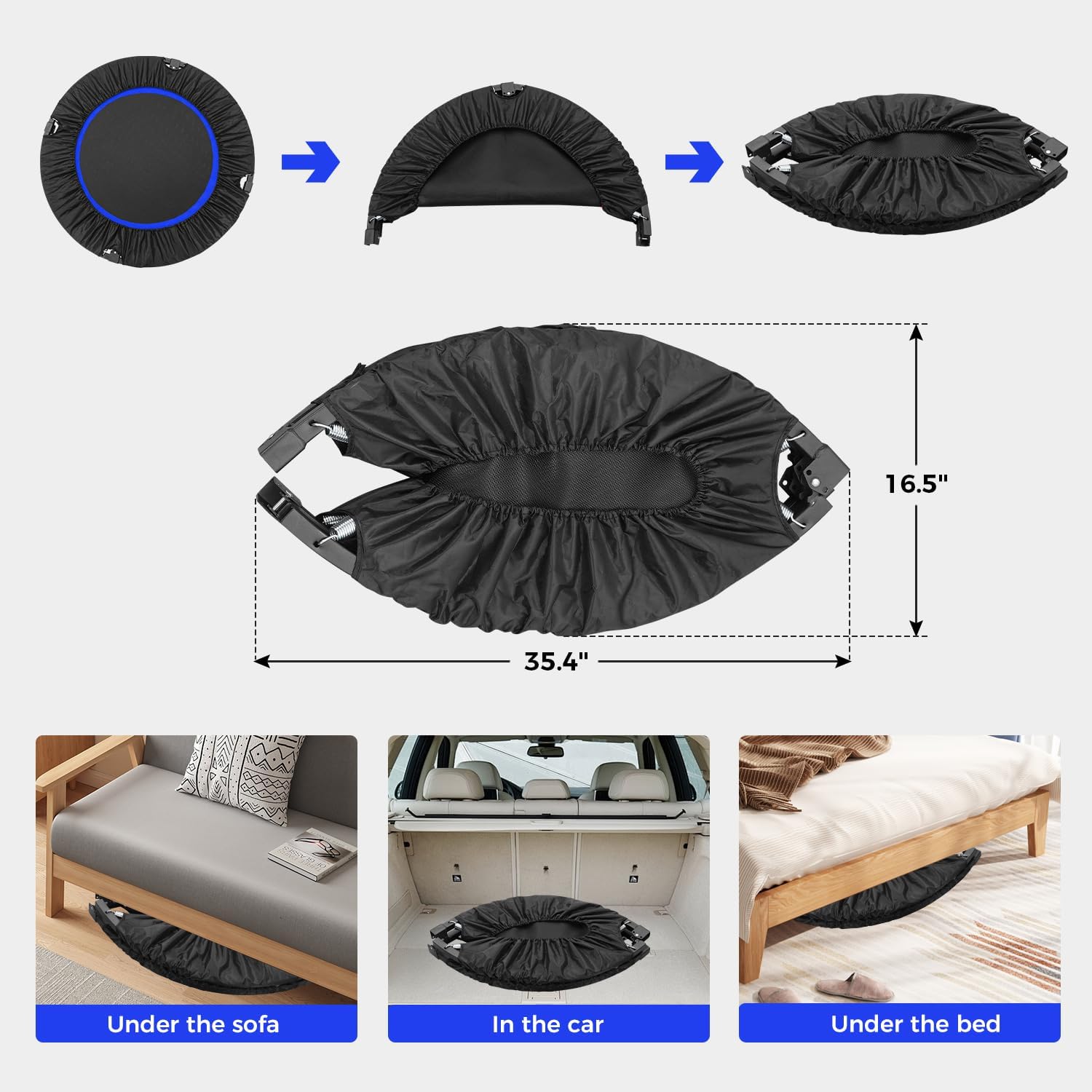 40"/48" Rebounder Trampoline for Adults Mini Trampoline for Adults and Kids Exercise Rebounder with Bar Fitness Trampoline Indoor Height Adjustable Max Load 330/440lbs - Image 5