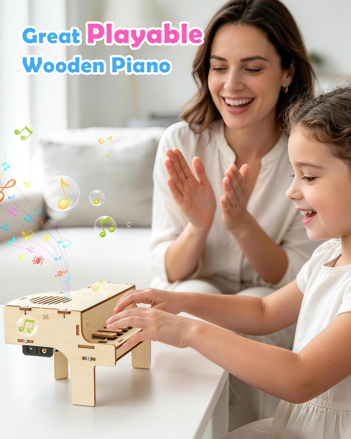 Poraxy STEM Toys for Girls Age 8-12, Playable Piano,Wooden 3D Puzzles Craft Kits for Girls Ages 8 9 10 11 13 14 15 16, Science Kits for Kids 12-14 Christmas Birthday Gifts for Girl Boy Teen - Image 3