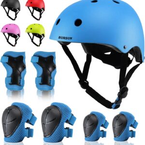 Kids Bike Helmet Adjustable Toddler Bike Helmets for Kids 2-5-8/8-14 Years with Knee Elbow Wrist Pads for GirlsBoys Youth Skateboard Bicycle Helmet for Scooter Roller Skating Balance Bike