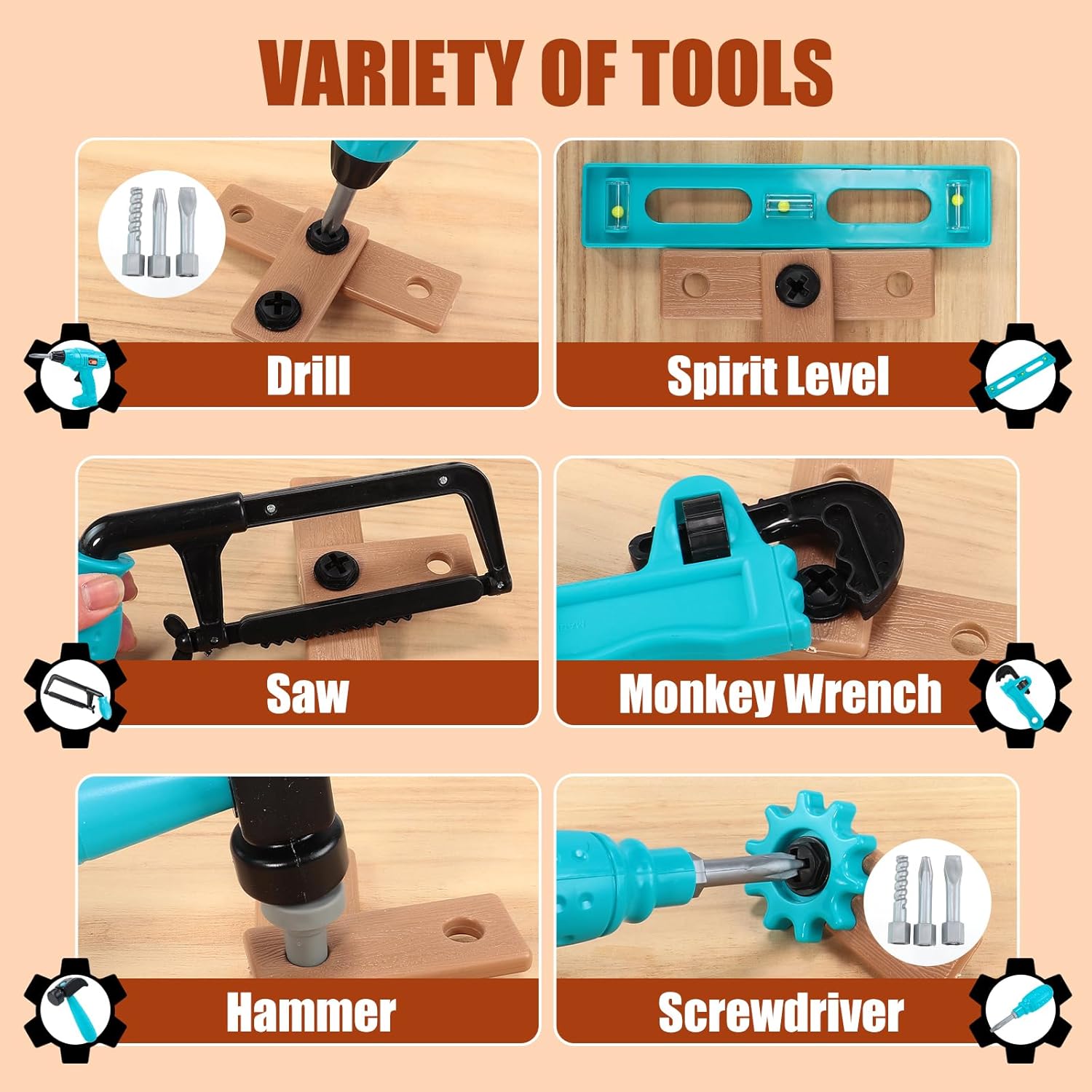 Kids Tool Set – Pretend Play Toddler Tool Set with Tool Box, Toy Drill, Hammer, Screwdriver,Screw Construction Kits, Educational Tools for Kids Ages 3,4,5,6,7 Years Old, Boy Girl Toy - Image 3