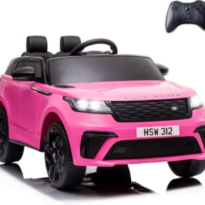 Licensed Land Rover Velar Kids Electric Ride On Car by TOBBI, Toddler 12V Battery Powered 4 Wheeler Driving Vehicle Toy with Remote Control/Safety Belt/Horn & LED Lights for Children Under 8-Pink