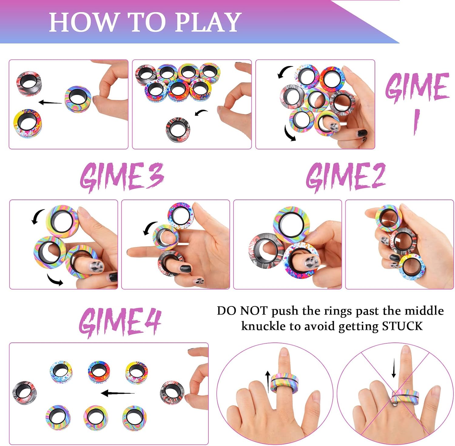 Cevioce 9Pcs Magnetic Rings Fidget Toys Adults Teens Boys ADHD Anxiety Magnetic Fidgets for Kids Fidget Spinner Rings for Relief Gifts for Kids 8+ Year Old Easter Basket Stuffers - Image 5