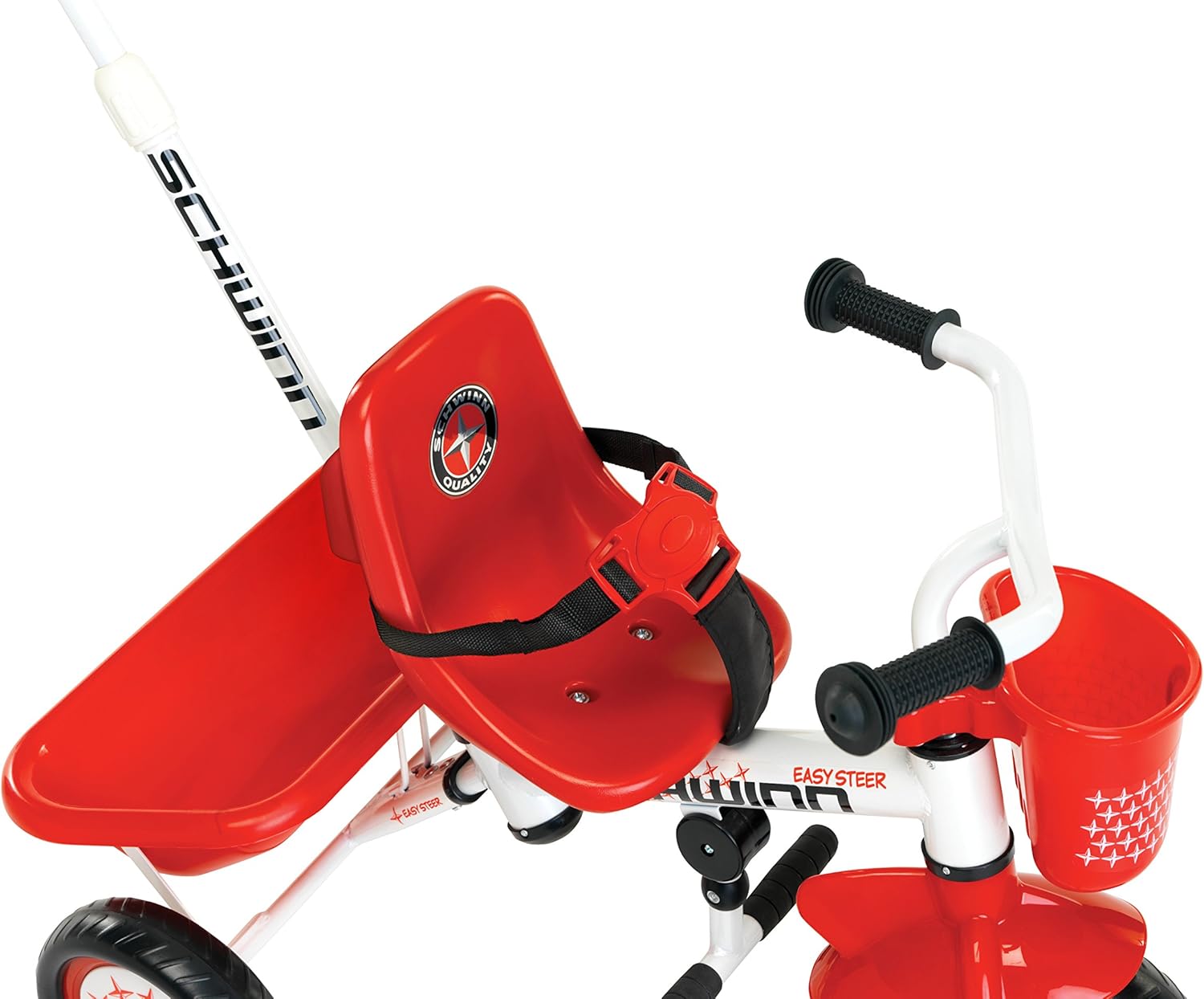 Schwinn Easy Steer Bike for Toddler, Kids Tricycle with Removable Push handle, Steel Trike Frame, Boys and Girls Ages 2-4 Year Old, Red/White, 8" - Image 2
