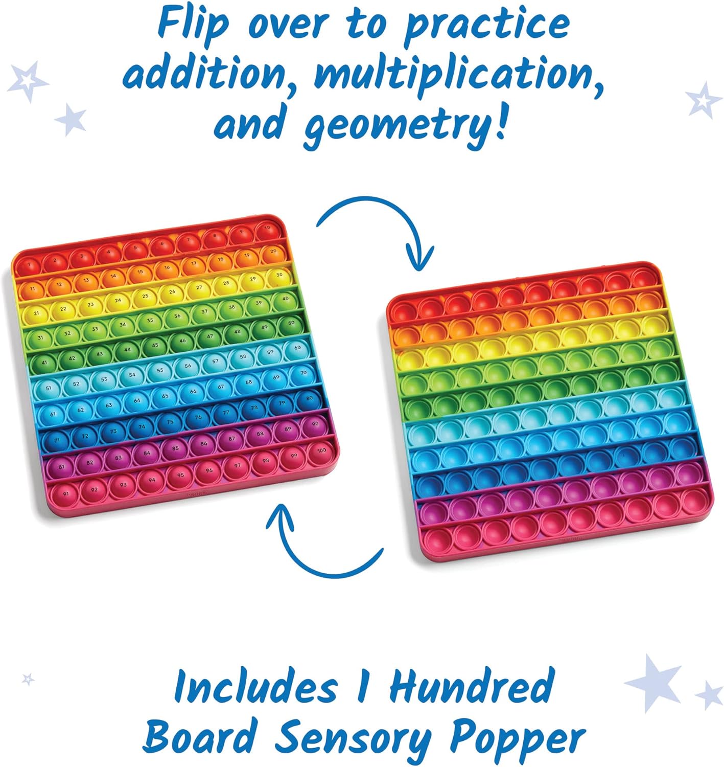 hand2mind Hundred Board Sensory Bubble Popper, Pop Fidget Toys for Kids, Multiplication Board, Math Manipulatives Kindergarten, Fine Motor Toys, Fidgets for Classroom, Calm Down Corner Supplies - Image 3