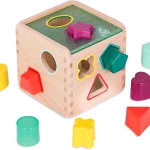 B. toys – Wonder Cube– Developmental Toy– Wooden Shape Sorter Cube – 9 Colorful Shapes – Educational Wooden Toy for Toddlers, Kids – 18+ Months