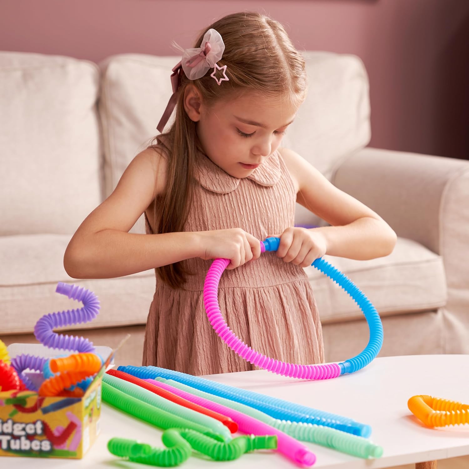 JOYIN 18 Pack Pop Tubes, Sensory Toys (Small) Fidget Toys Party Favors - 9 Colors, Creativity Learning & Fun for Kids - Perfect for Prizes Goodie Bags, Classroom School Reward - Image 5
