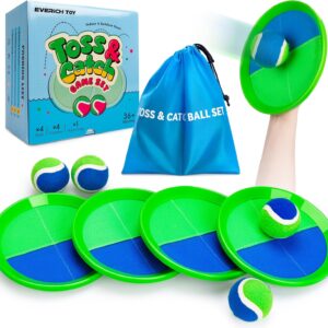 Toss and Catch Ball Game Set, Upgraded Sticky Paddle Ball Set for Kids & Toddlers, Sturdy & Water-Resistant Outdoor Backyard Beach Pool Toy, Birthday Gift for Boys Girls Ages 3-12