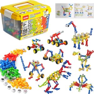 Afomida 156 PCS Creative Building Blocks Building Toy Set – Featuring Storage, Includes Dinosaur, Robot, Car, Spider, Dog, Animal Figure Building Toy Playset for Kids, Birthday Gift Ages 3+ (2)