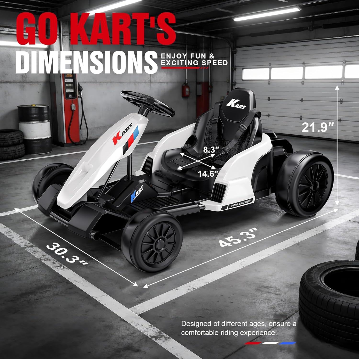 24V Electric Go Kart, Kids Drift Kart with Dual 85W Motors, 11.2 MPH & 60+ Min Ride Time, Adjustable Seat & 5-Point Seat Belt for Ages 6-12, 150 LBS Max Load (Red) - Image 7