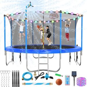 Lyromix Upgraded 16FT 15FT 14FT 12FT 10FT 8FT Trampoline Outdoor with Basketball Hoop and Net, Capacity for 4-6 Kids and Adults