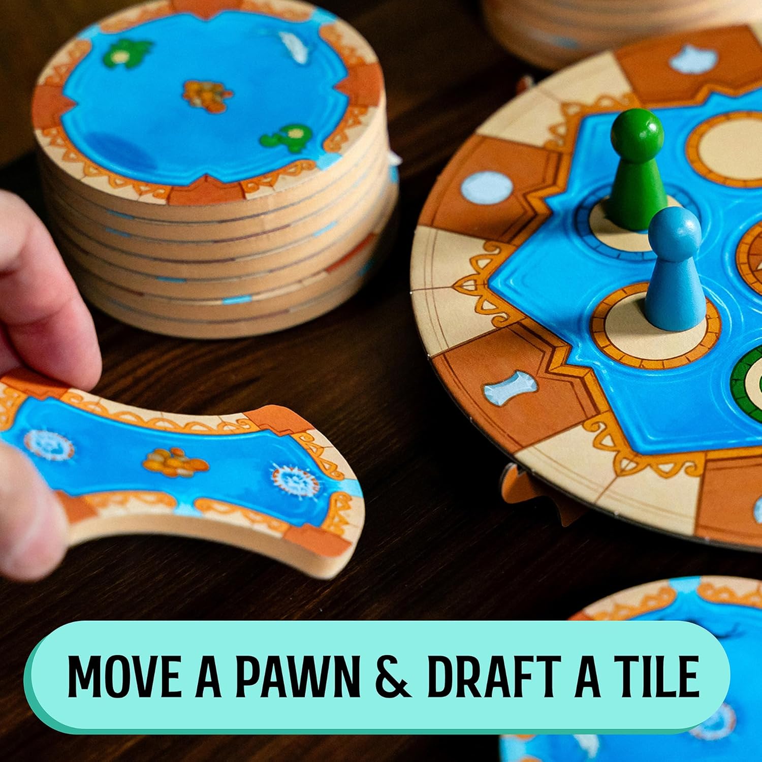 Fountains Board Game, Competitive Tile-Laying Strategy Game, Stunning Art Nouveau Aesthetic, 1-5 Players, Unique 3D Stacking & Drafting, Family & Gamer-Friendly, Ages 10+, 30-45+ Min Play Time - Image 3