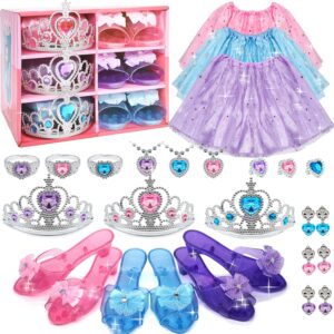 Princess Dress Up for Girls – Toddlers Clothes with Skirts, Shoes, Crown & Play Jewelry, Princess Costume Toys for Girls Age 3,4,5,6 Year Old, Kids Shoes Role Play Gift Idea for Birthday Christmas