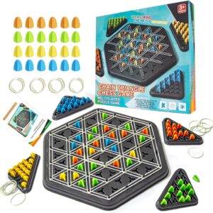 Chain Triangle Chess Game, Rubber Band Geoboard Chess Game, Strategy Board Games for Family Night Game, Family Games for Kids and Adults, 2 to 4 Players