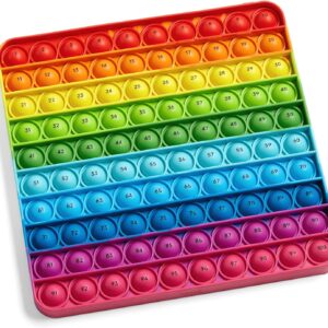 hand2mind Hundred Board Sensory Bubble Popper, Pop Fidget Toys for Kids, Multiplication Board, Math Manipulatives Kindergarten, Fine Motor Toys, Fidgets for Classroom, Calm Down Corner Supplies