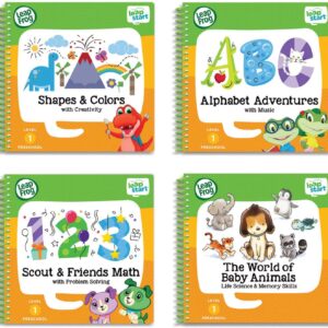 LeapFrog LeapStart Preschool 4-in-1 Activity Book Bundle with ABC, Shapes & Colors, Math, Animals