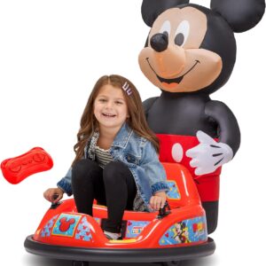 6V Mickey Mouse Toys Toddler Bumper Car – Ride On Toddler Toy, Kids Electric Bumper Car, Auto-Inflated, Parent Remote Control, LED Light, 360° Spins, 1 MPH, Max Weight 66lbs, Age 1.5-4yrs