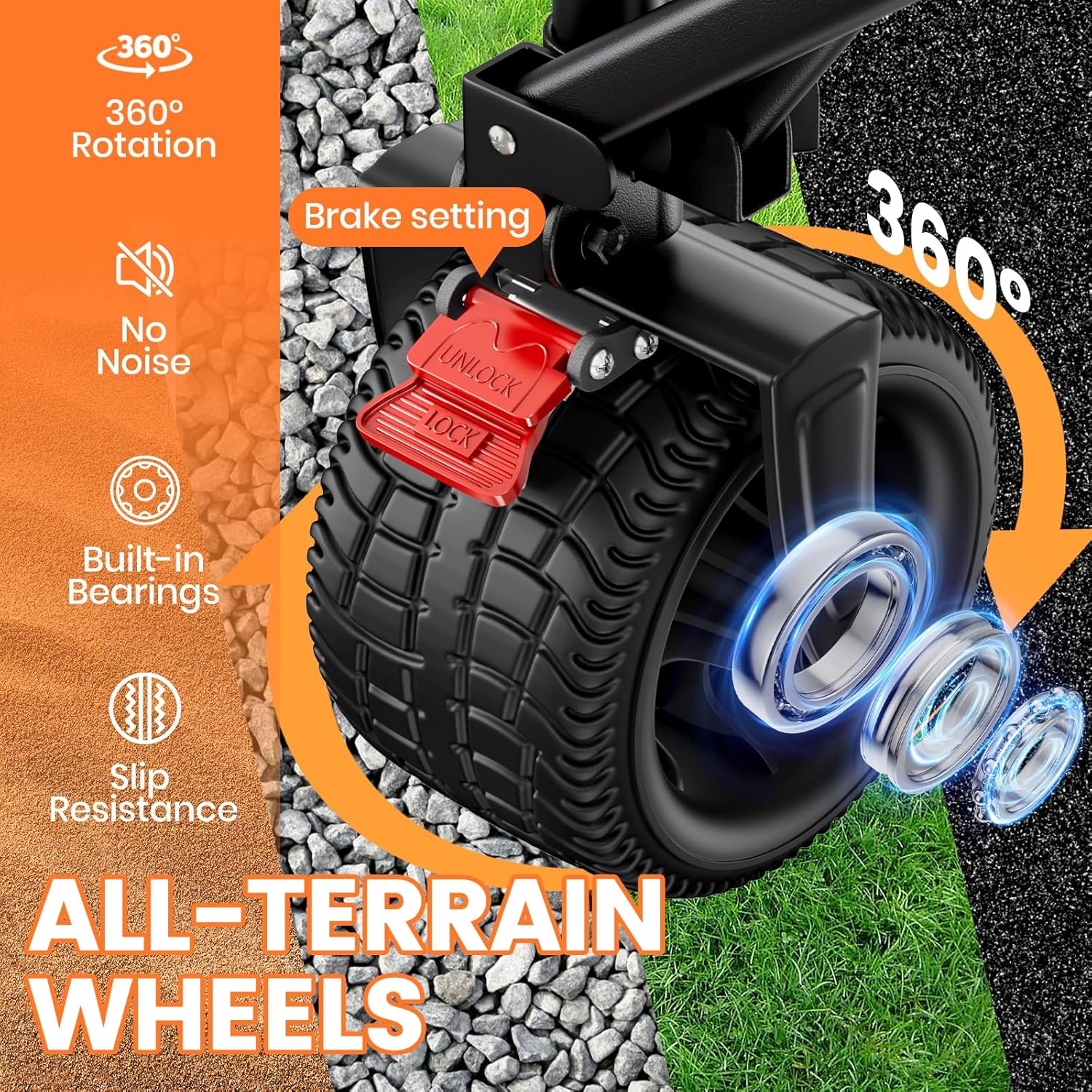 Beach Wagon Carts Foldable 570LBS Collapsible Wagon with Big All-Terrain Wheels for Sand 330L Heavy Duty Utility Carts with Cup Holders for Garden, Camping, Grocery, Black - Image 4