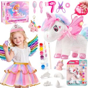 Jeowoqao Unicorn Toys for Girls Age 4-6,Walking Talking Singing Interactive Unicorns with Painting Kit Crafts Toddler Unicornss Dress up, Remote Control Plush Unicorn’s Toy Coating Gift for Kids 3-6